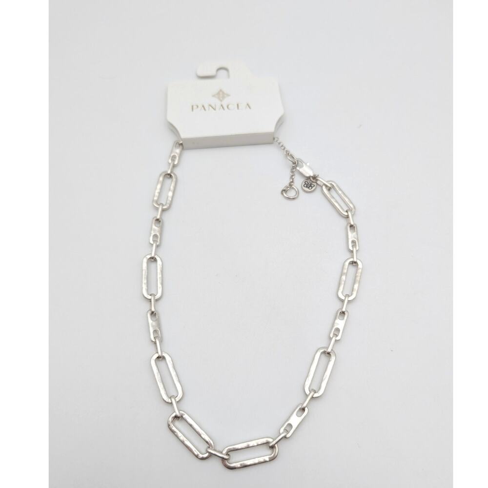 Panacea Women's Adjustable Large Paper Clip Chain Necklace Silver